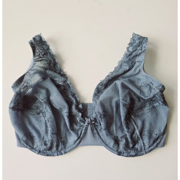 Cacique Other - Cacique Modern Unlined Underwire Full Coverage Figure Blue Floral Lace Bra 38I